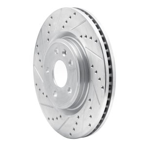 Ford Explorer Brake Rotor (1) - Front Left - R1 Concepts - Drilled & Slotted - Silver - `11-`19